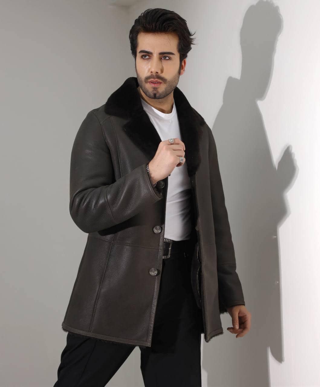 Hampstead Flight Jacket — craftsmanship detail of leather, shearling and hardware