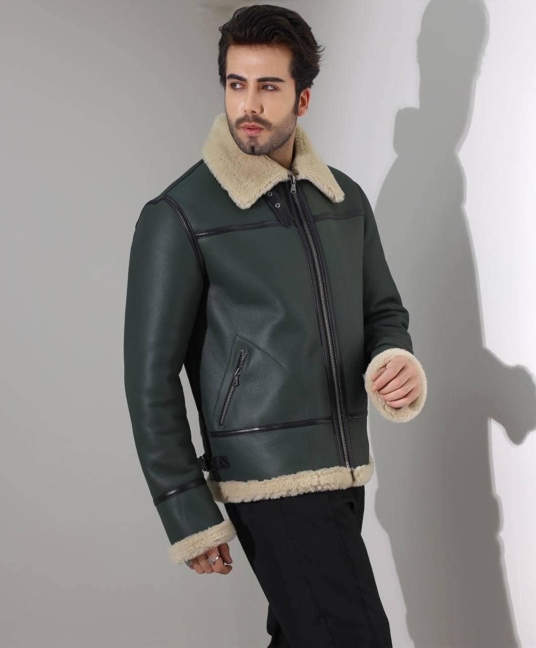 Fitzrovia Tan Aviator — craftsmanship detail of leather, shearling and hardware