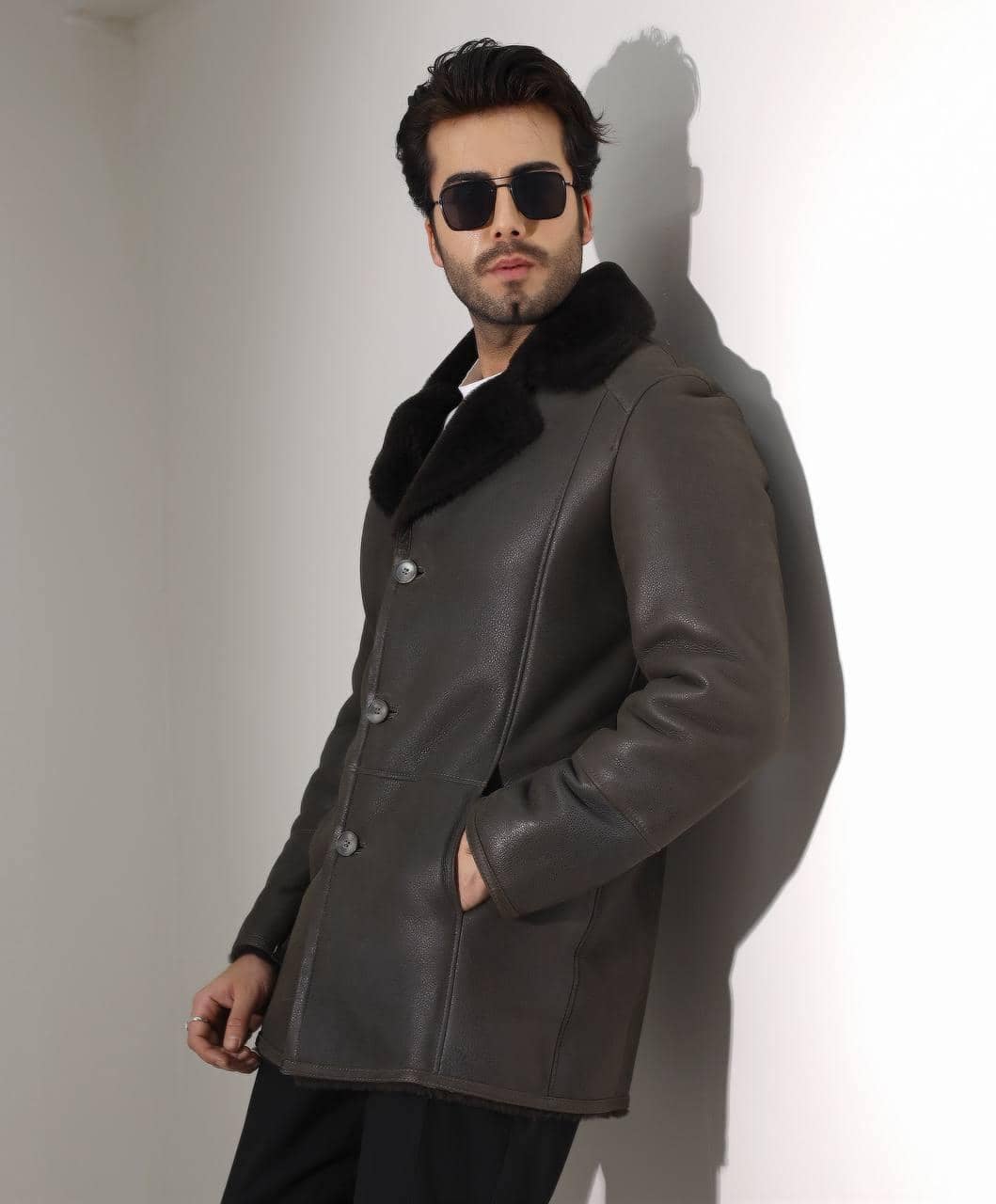Marylebone Shearling Flight — craftsmanship detail of leather, shearling and hardware