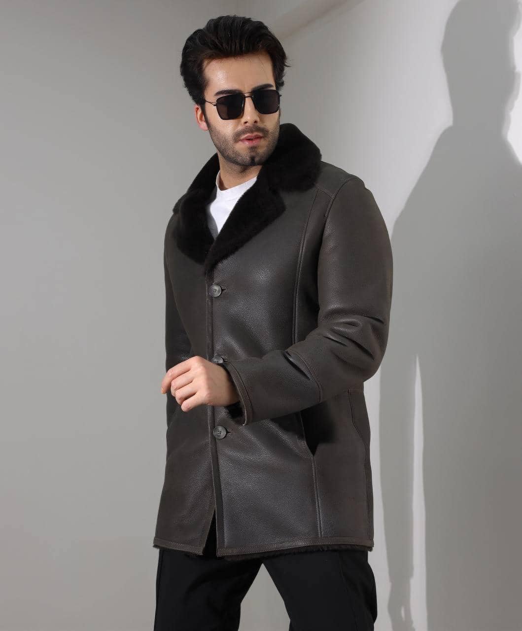 Pimlico Black Bomber — craftsmanship detail of leather, shearling and hardware