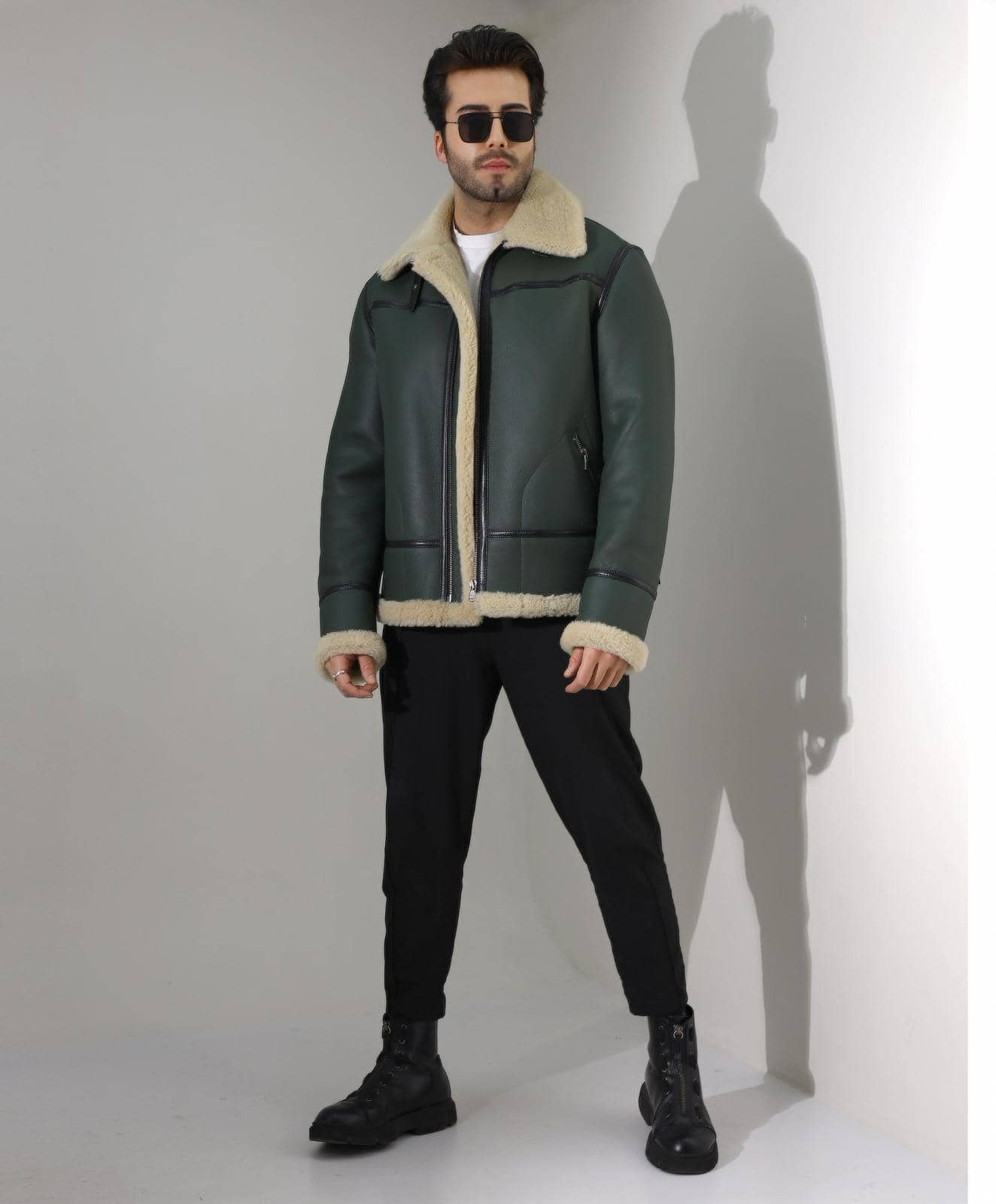 Chelsea Black Shearling — styled lifestyle shot