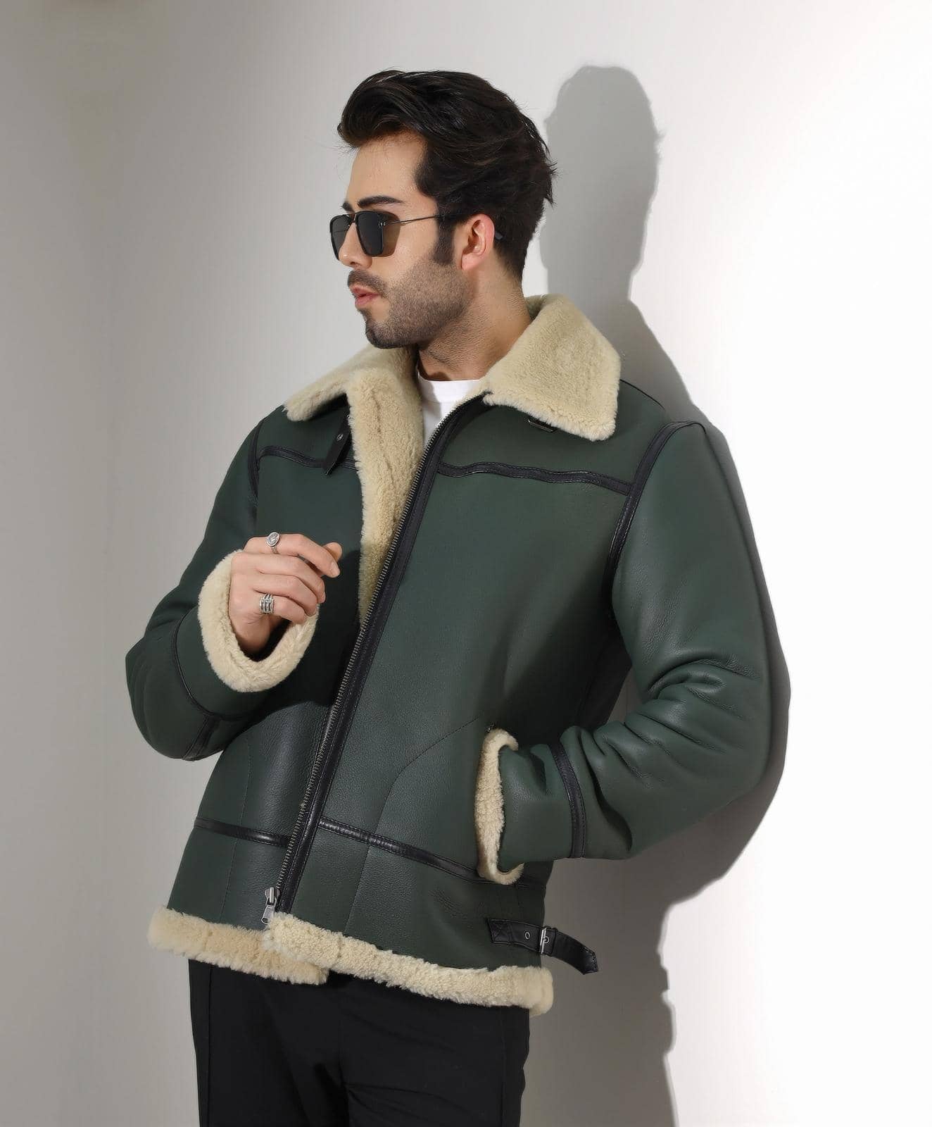 Knightsbridge Shearling Coat — styled lifestyle shot