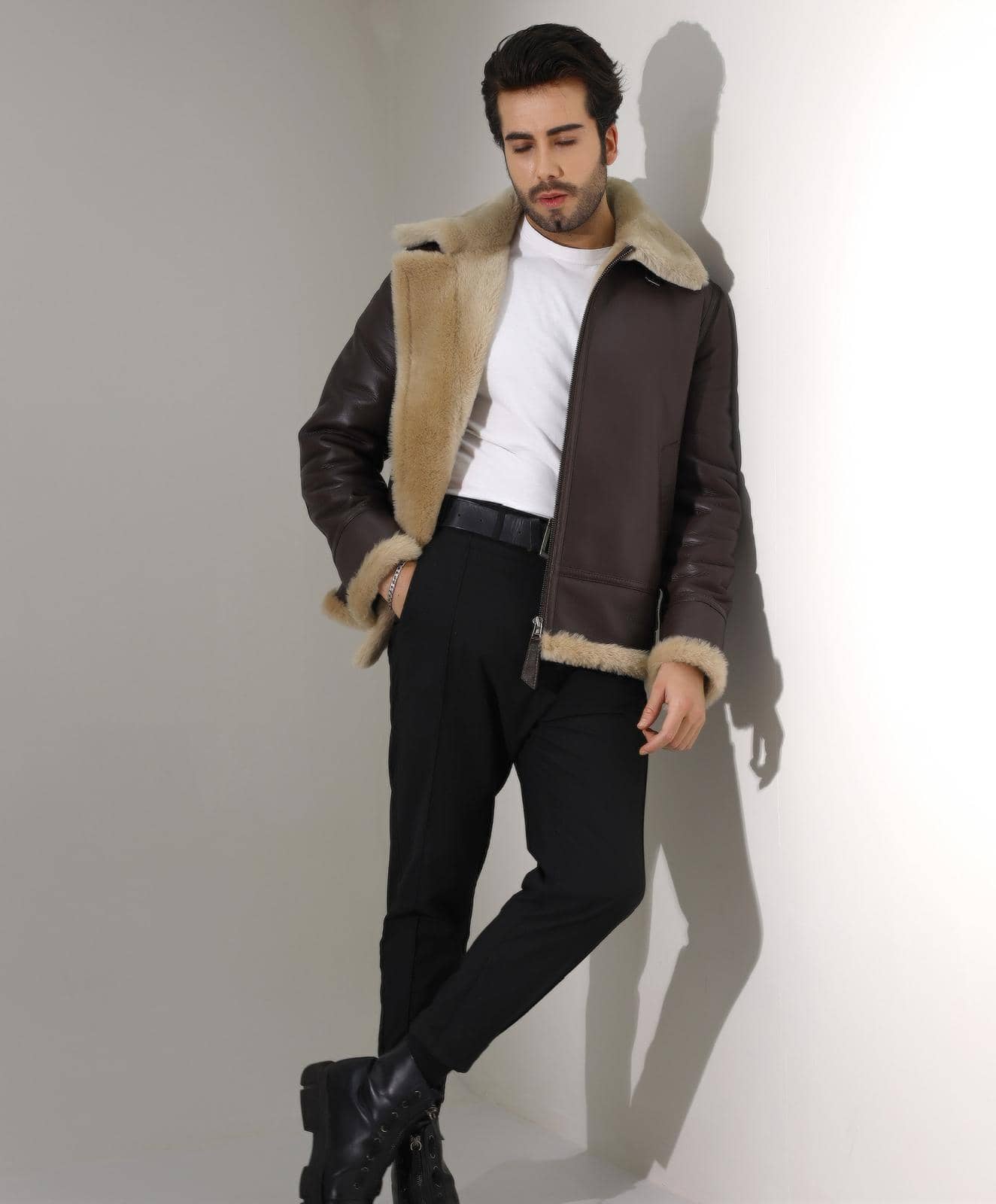 Pimlico Black Bomber — styled lifestyle shot