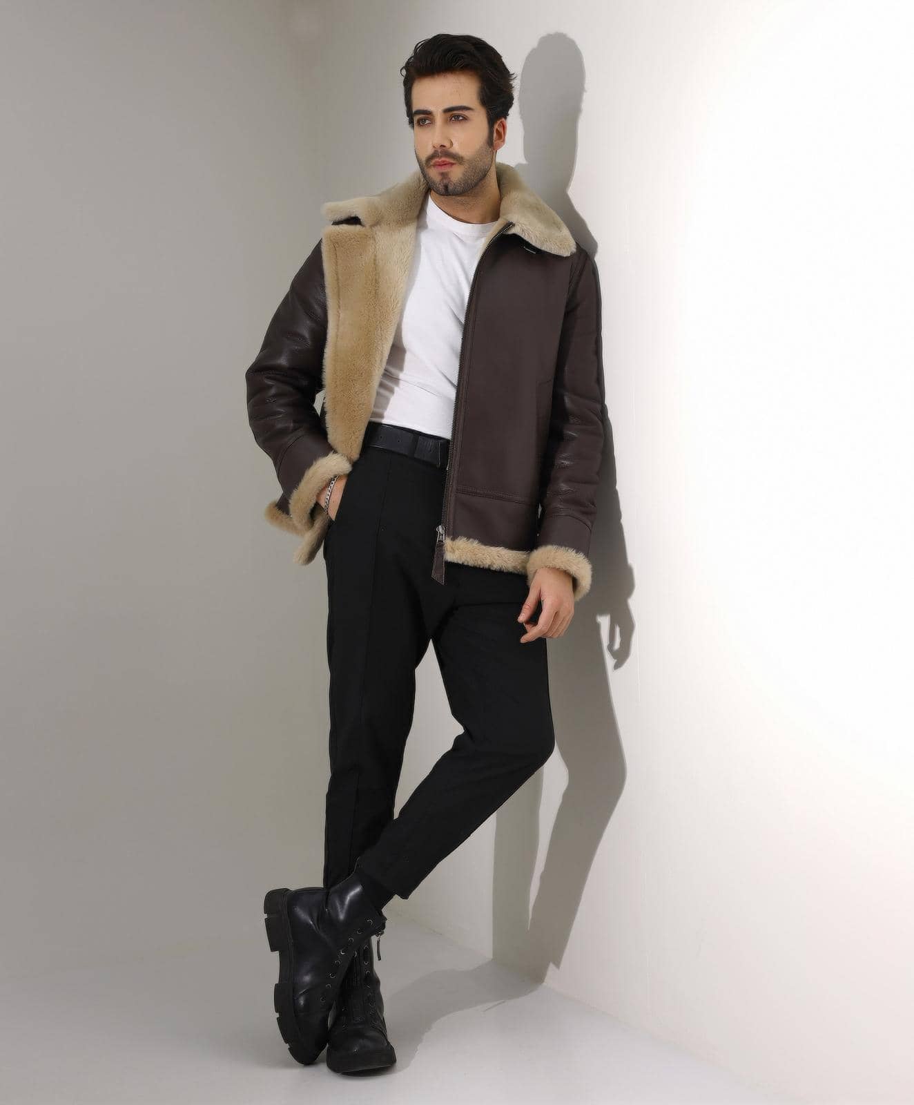 Berkeley Brown Shearling — styled lifestyle shot