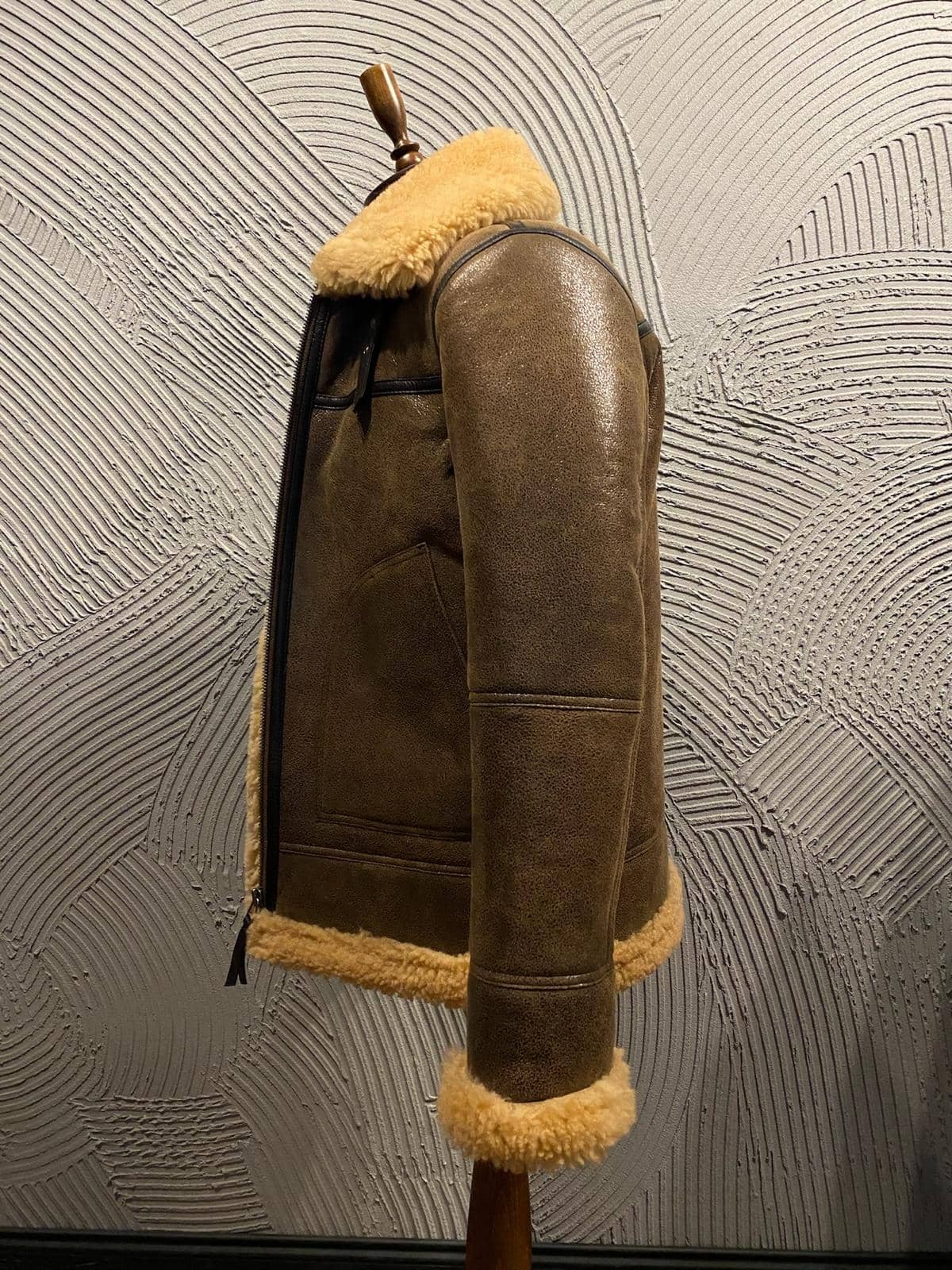 Hampstead Flight Jacket — front view on atelier mannequin