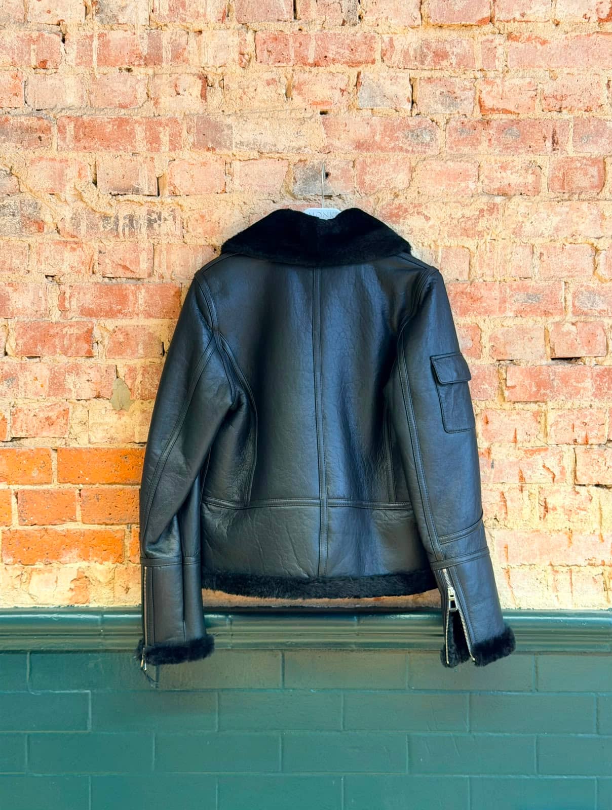 Marylebone Shearling Flight — front view on atelier mannequin