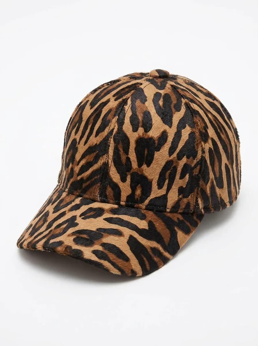 Leopard Print Leather Cap